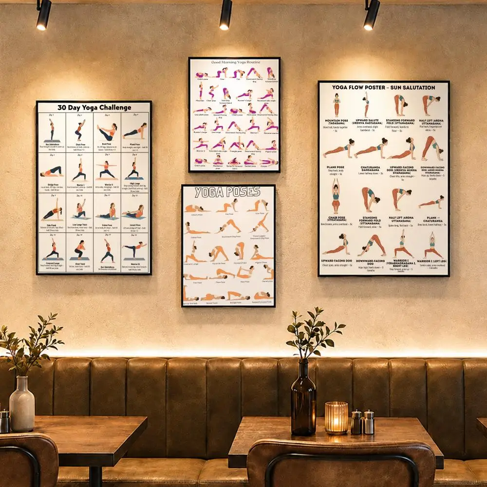 Wellness Art Y-YogaS Poster Vintage Retro Anime Poster Stickers Peel and Stick Wall Art Home Decor