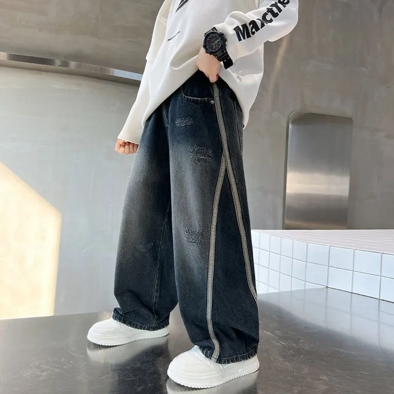 2025 New Boys Straight Jeans Big & Tall Kids Autumn Winter Denim Pants Boys Long Jeans 5 2025 New Boys Straight Jeans Big & Tall Kids Autumn Winter Denim Pants Boys Long Jeans 5