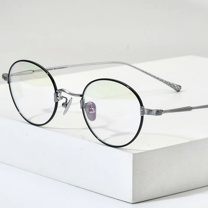 FONEX Titanium Glasses Frame Women Brand Design Small Round Eyeglass Men Ultralight High Quality Retro Japanese Eyewear 85690
