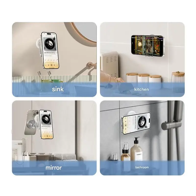 Dudukan Ponsel Magnetik - Dapat Dilipat, Dapat Disesuaikan untuk Menonton Film, Streaming Langsung, Dudukan Mobil Cermin Kamar Mandi & Dapur