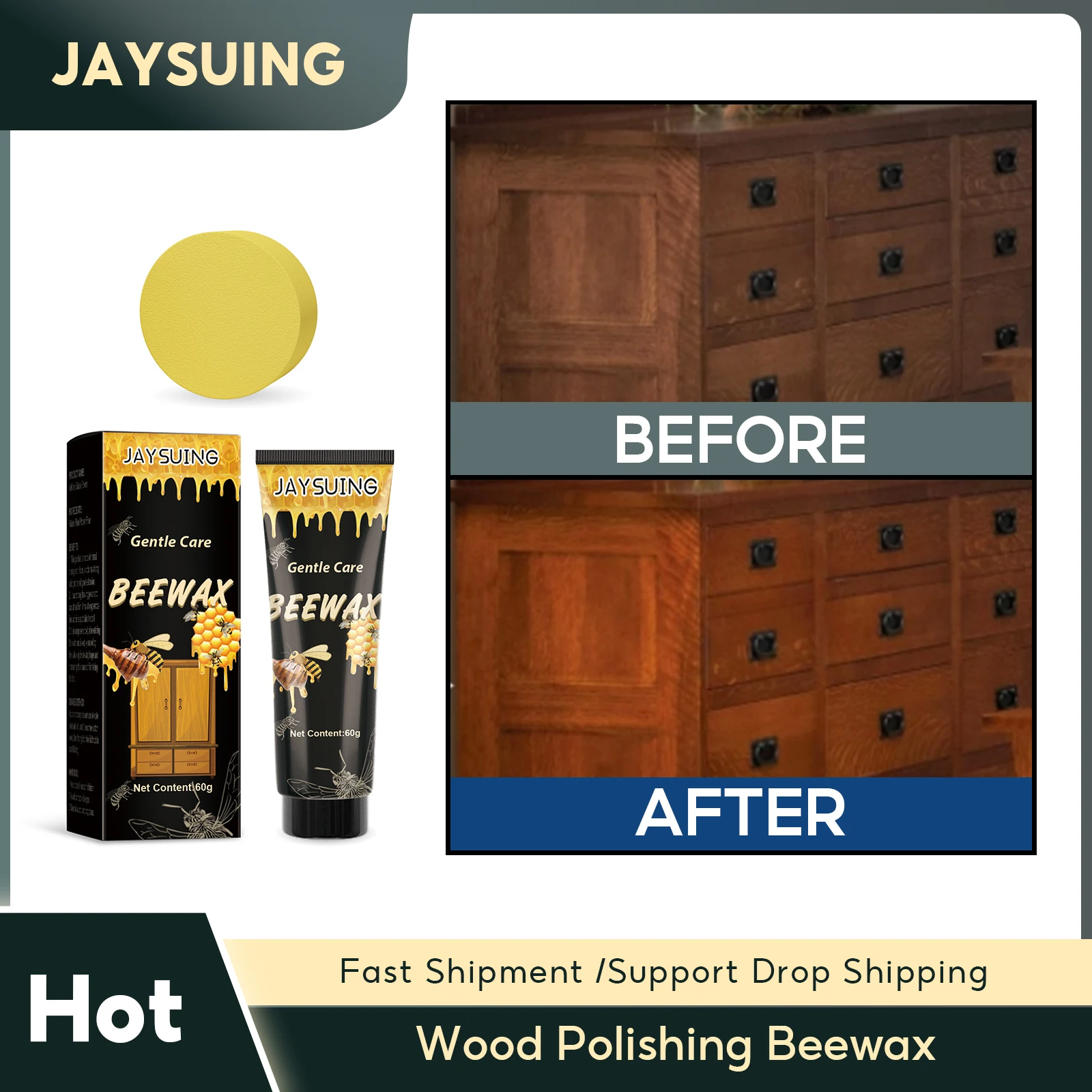 Wood Polishing Beeswax Solid Wood Furniture Polishing Seasoning Beeswax Polisher Waterproof Furniture Dirt Removal Wood Care Wax