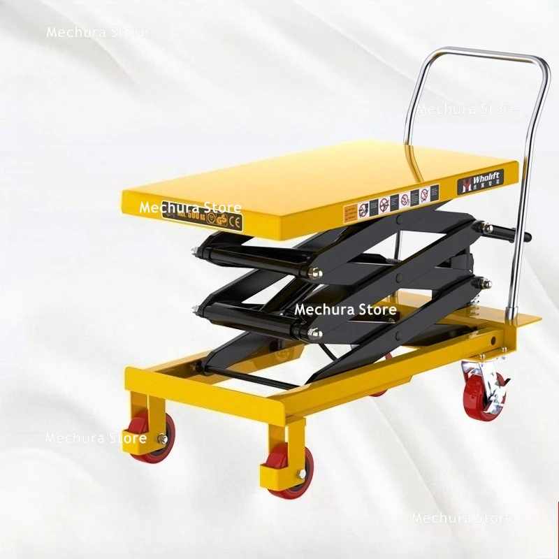 Mobile Foot Pump Hydraulic Scissor Lifting Platform Cart Mobile Mini Elevating Platform Trolley Workbench Cart Trolley JT60