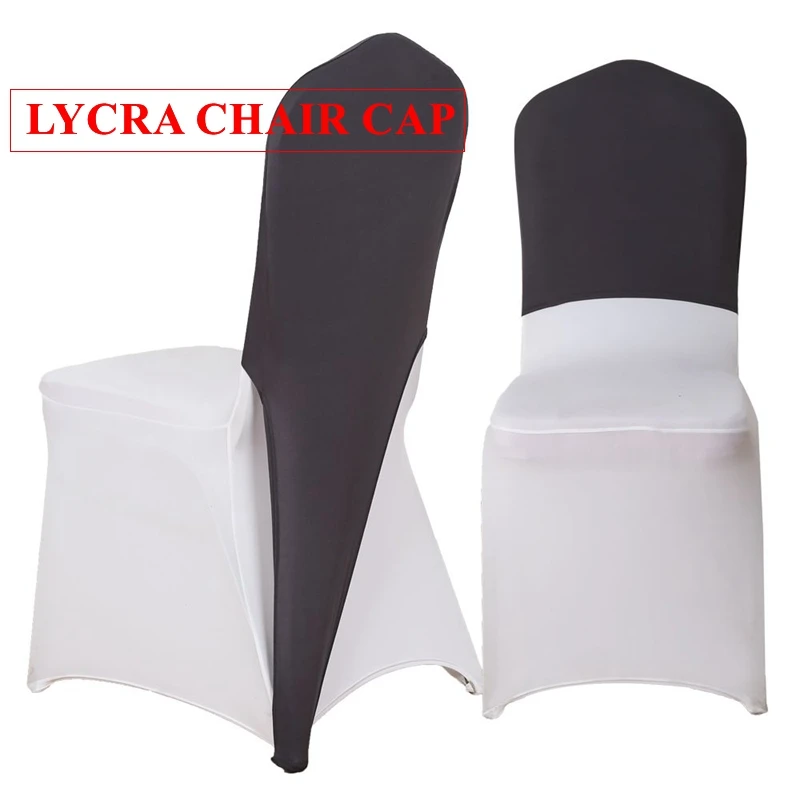 

Black Color Lycra Spandex Chair Cap Hood For Banquet Chair Cover Event Wedding Decoration