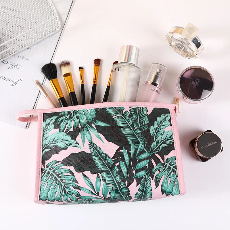 Travel Portable Women Makeup Bag High Capacity Toiletries Organizer Storage Cosmetic Cases Leaf Zipper Wash Beauty Pouch