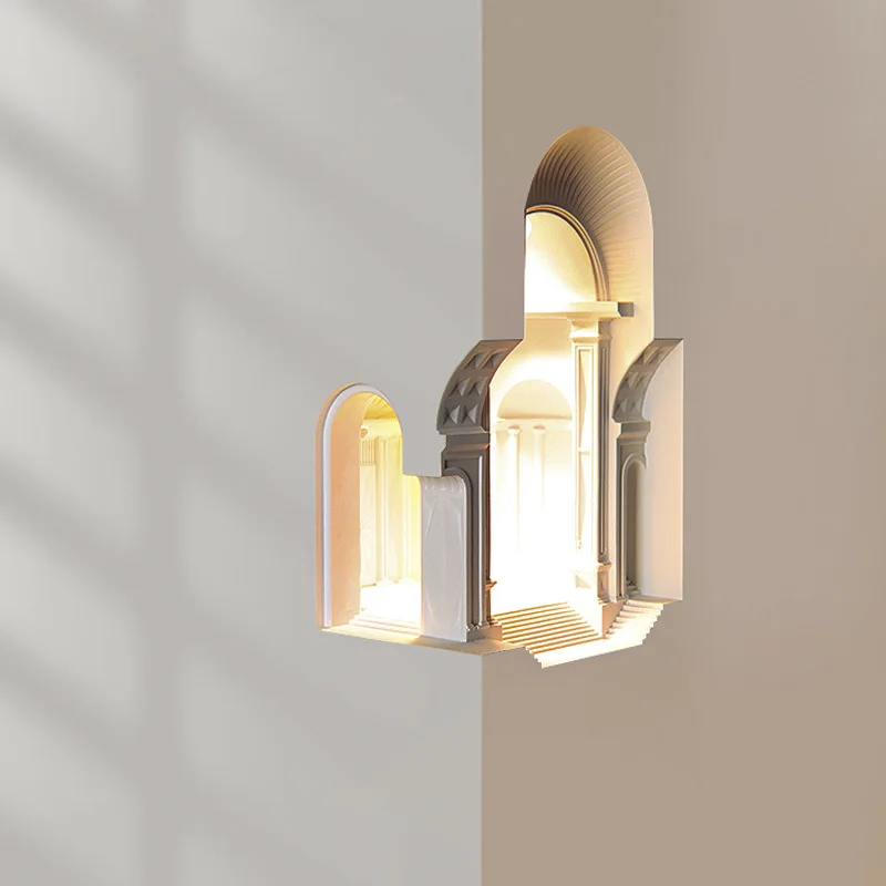 Medieval gypsum corner lamp Indoor embedded castle art creative corridor Corner palace gypsum lamp