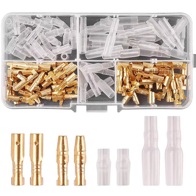 120pcs 3.9mm Bullet Connector Kit Fully Insulated Male Female Crimp Terminals for Automotive Motorcycle Wiring Repair