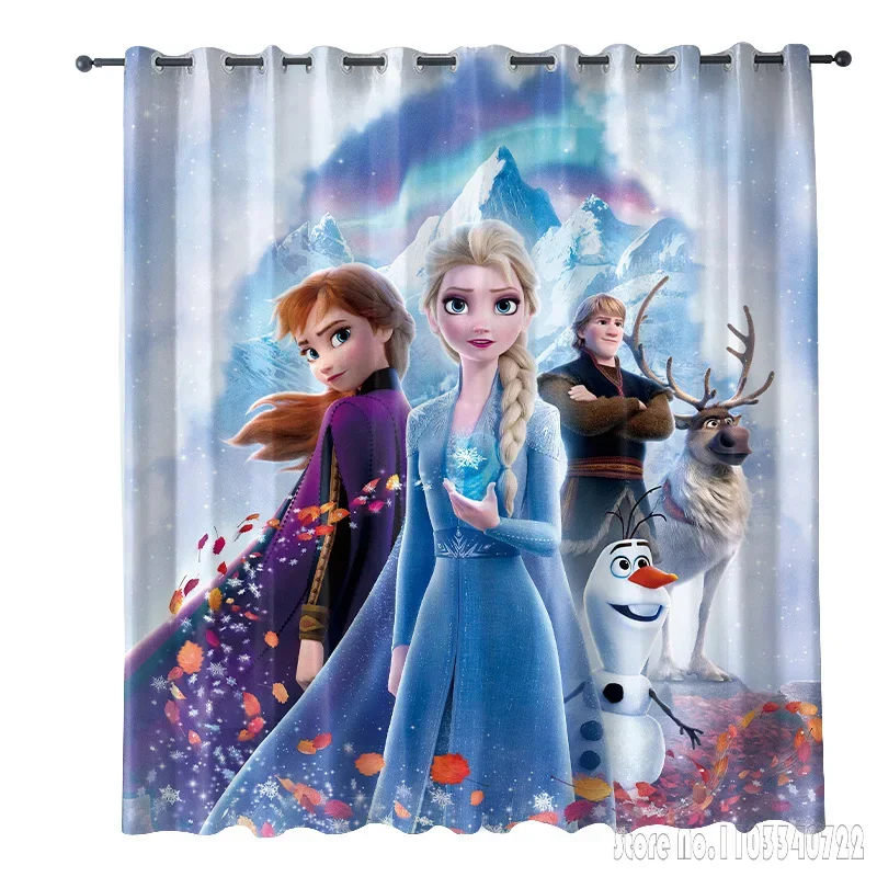 

Disney Anime Frozen Princess Anna Elsa Deer Window Curtain 3D Print Blackout Curtains Living Room Bedroom Decor Custom Kids Gift