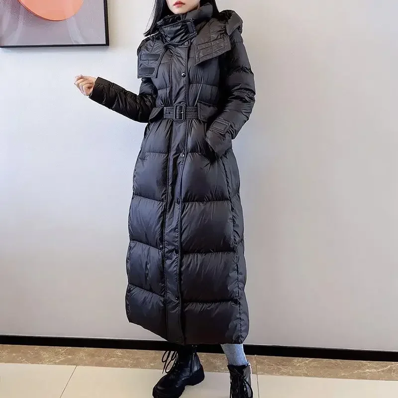 

Winter New Women's Hooded Down Jacket Commuting Slim Fit Strap Down Jacket