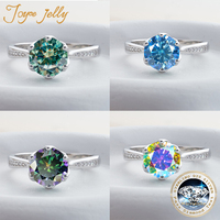 JoyceJelly 3ct Colorful Moissanite Rings with GRA S925 Sterling Silver Luxury Jewelry For Women Timeless Trends Wedding Bands