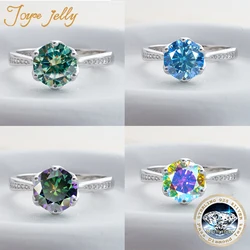 JoyceJelly 3ct Colorful Moissanite Rings with GRA S925 Sterling Silver Luxury Jewelry For Women Timeless Trends Wedding Bands