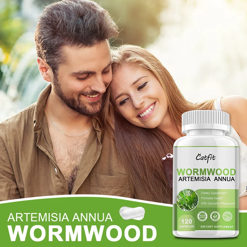 Catfit Artemisia Annua Wormwood Capsule for Amicrobial Balance Body Detox Digestive Health Liver&Kid ney&Intestinal Cleanse