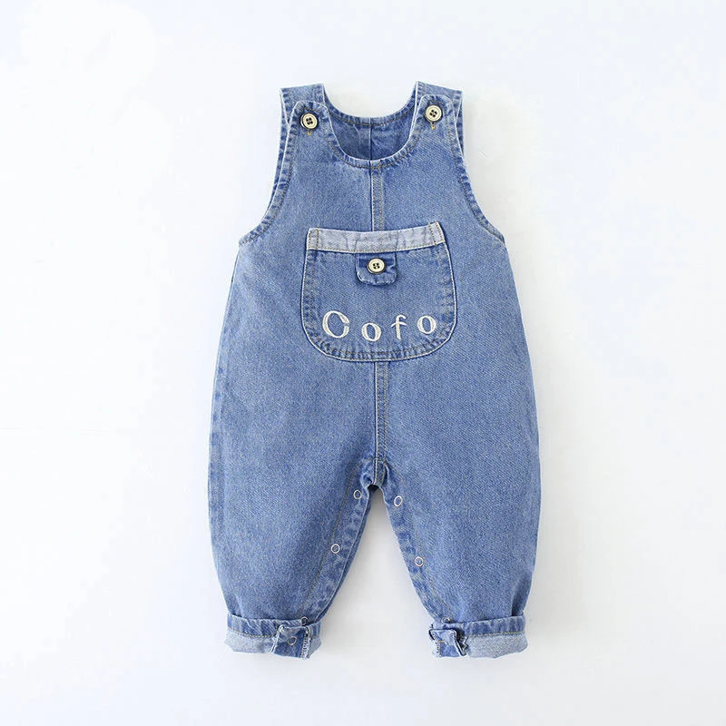 DIIMUU Toddler Baby Clothing Boys Overalls Kids Girls Denim Pants Casual Dungarees Long Trousers Fashion Rompers for 1-5 Years