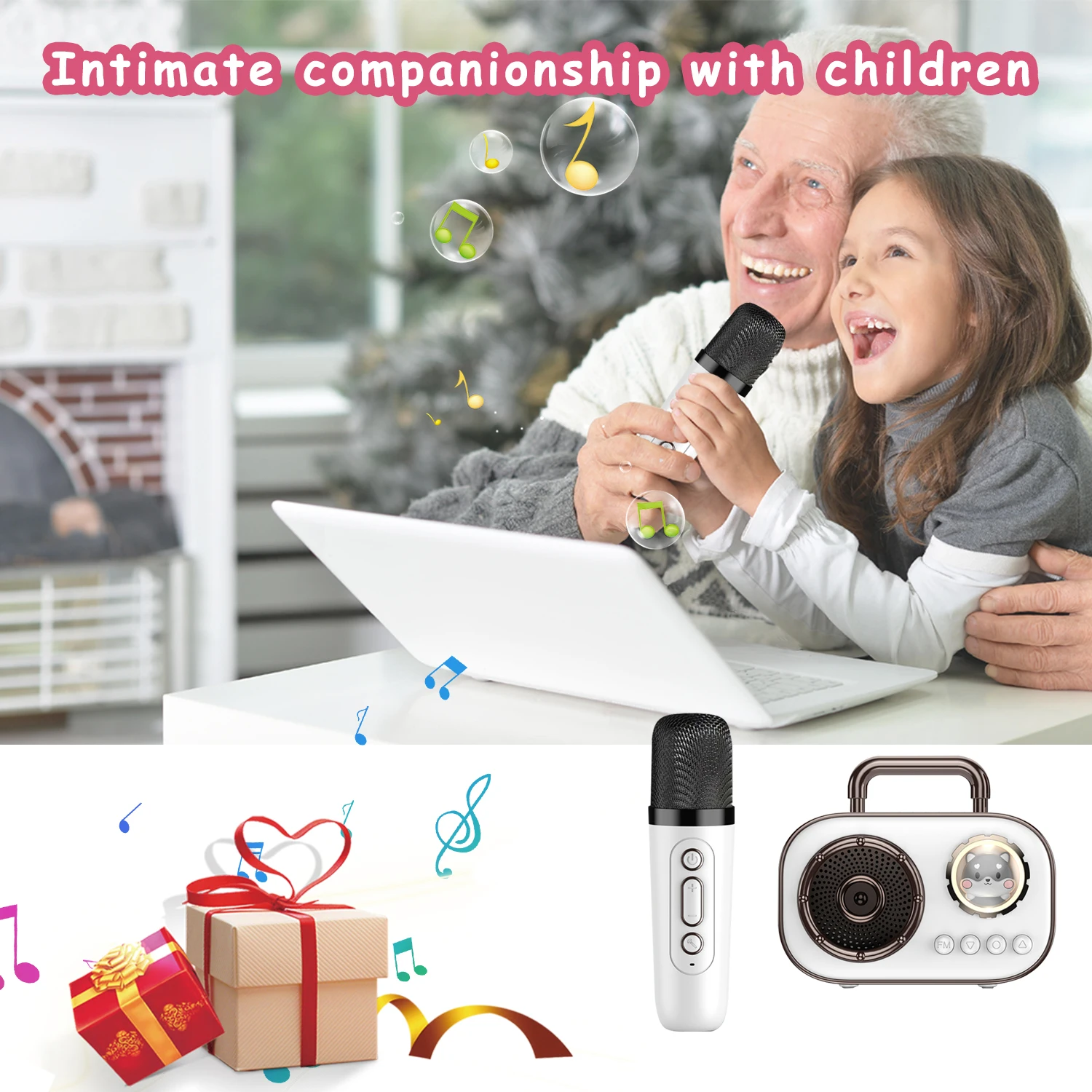 

Wireless Bluetooth Karaoke Microphone for Kids 2 Wilreless Microphones Led Lights for Home Party Birthday Kids Gifts