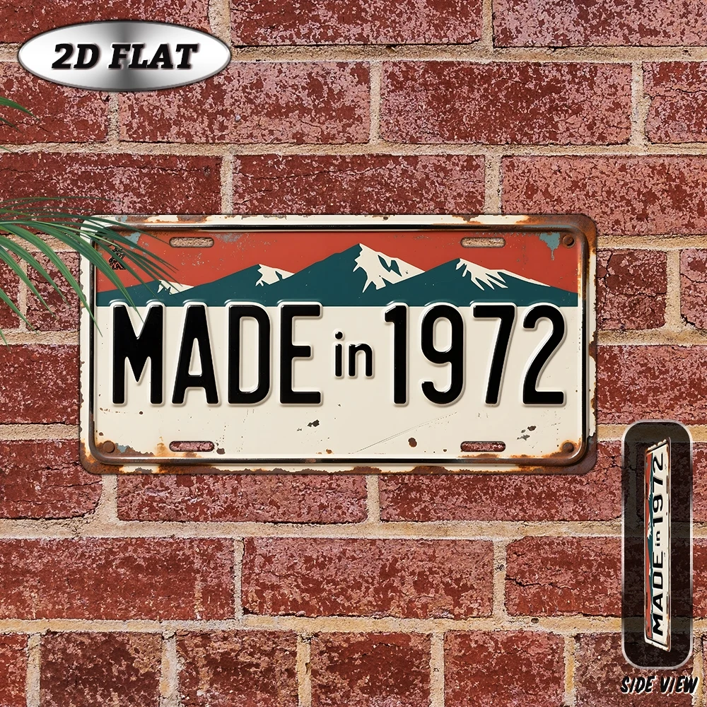 2D Flat, [2D Flat] 1pc Vintage 1972 Birth Year Metal Sign - 1972 Commemorative Plaque, Aluminum Wall Decor for /Outdoor, 12'' 6'