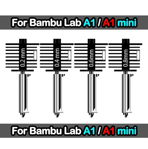 Hotend para Bambu Lab A1 mini montaje Hotend Kit 0,2 0,4 0,6 0,8 MM boquilla reemplazable para impresora 3D Bamboo Lab A1/A1 mini