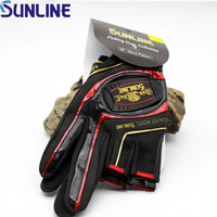 Hot Sale Sunline Fishing Gloves Men Leather Anti-Slip 3/5 Half-Finger Cut Sports Gloves Hiking Cycling Wear-resistant Guantes