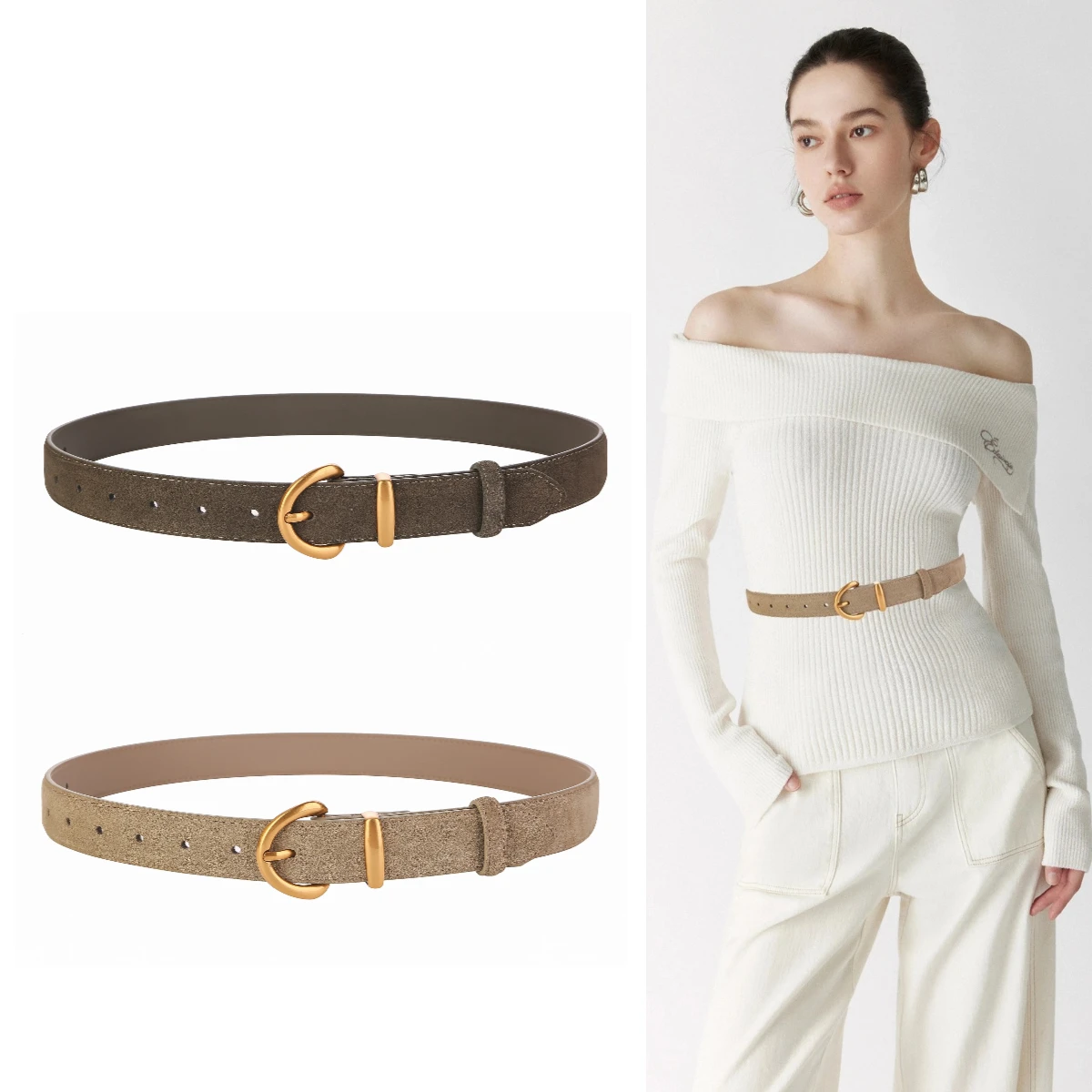 Новый осенний замшевый кожаный ремень 2025 года для женщин |   Роскошный минималистичный стильный декоративный пояс