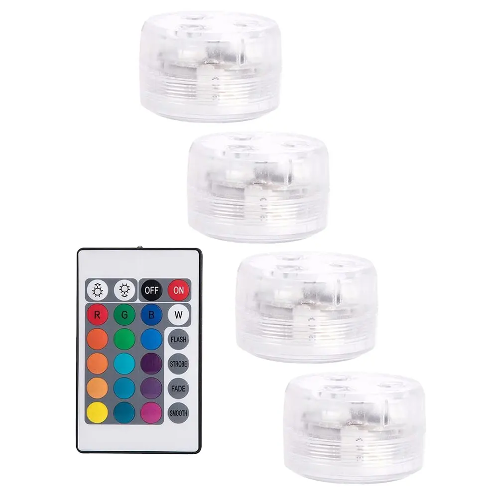 

4 Pcs Remote Control Diving Lights LED Submersible Pool Lights Vases Fountain Underwater ABS Mini Color Changing RGB Pond Light