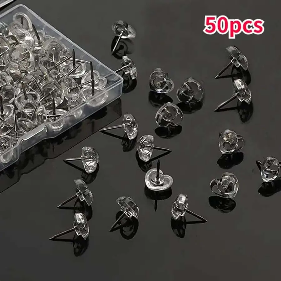 50pcs Heart Thumb Tacks Push Pins Cork Board Pins Photo Wall Decorative Studs Drawing World Map Pushpin Office School Thumbtack