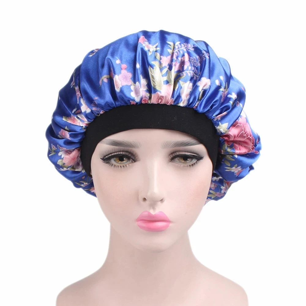 Soft Night Sleep Hat Women Elastic Wide Band Fashion Hair Loss Cover Head Wrap Satin Bonnet  Beauty Chemo Caps Care