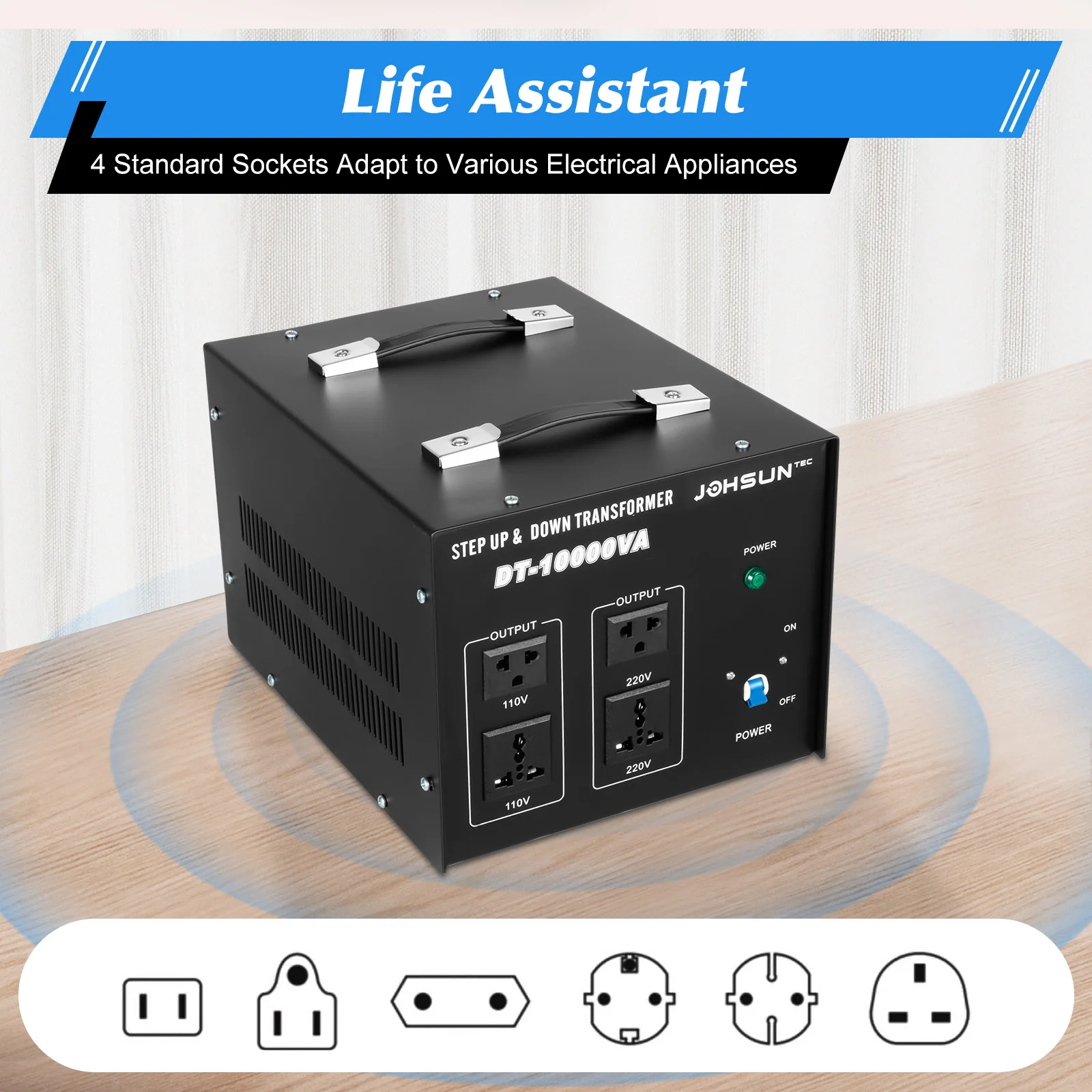 Portable Voltage Converter ST-10000 Step-Up & Down Transformer Efficient Conversion,For Household Appliances 110/220V