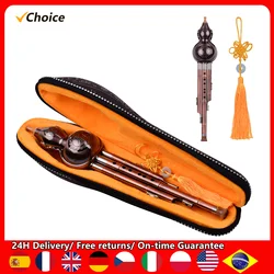 3 Tone C-Key Hulusi Gourd Cucurbit Flute Aluminum with Copper Plated Pipes Chinese Traditional Instrument Gourd Flute