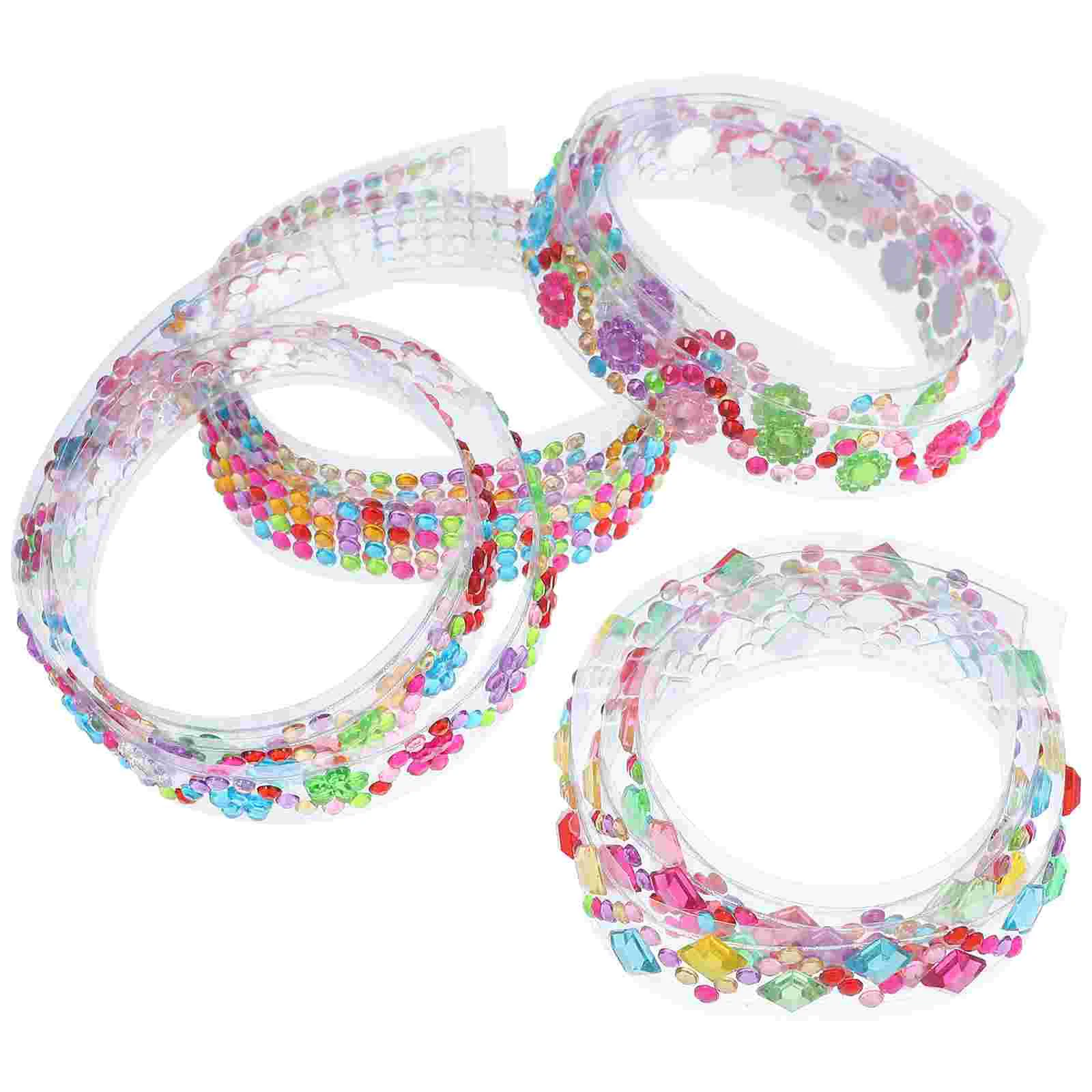 4 Rolls Decoration Rhinestone Tape Crystal Tapes Adhesive Gemstone for Rhinestones Crafts