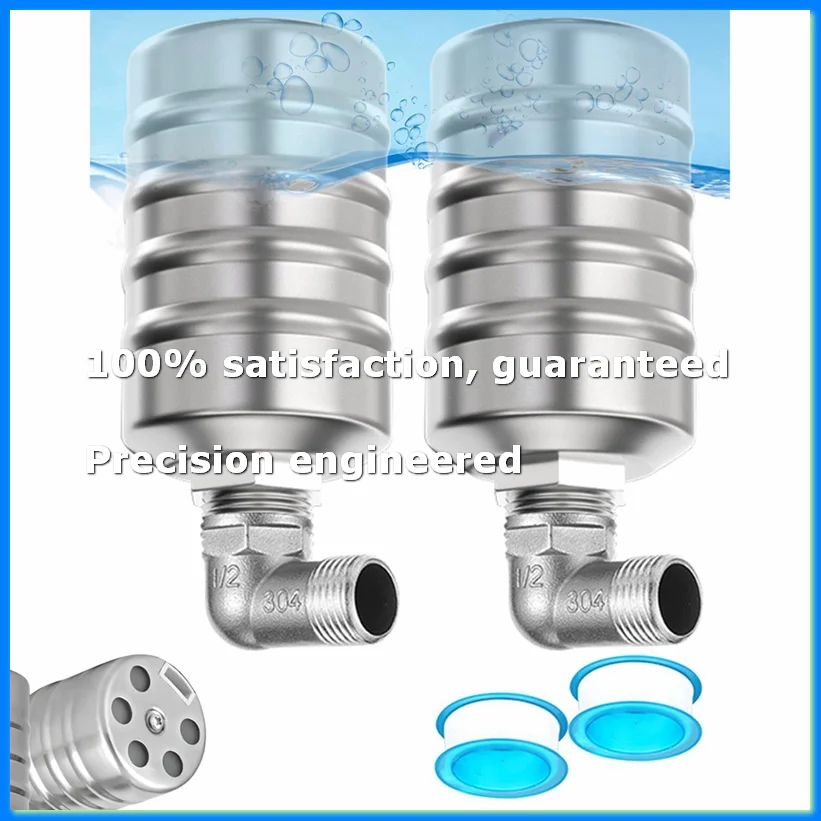 2PCS Fully Automatic Water Level Control Float Valve, Stainless Steel Mini Floating Ball Valve -1/2In side Water Intake-A55K