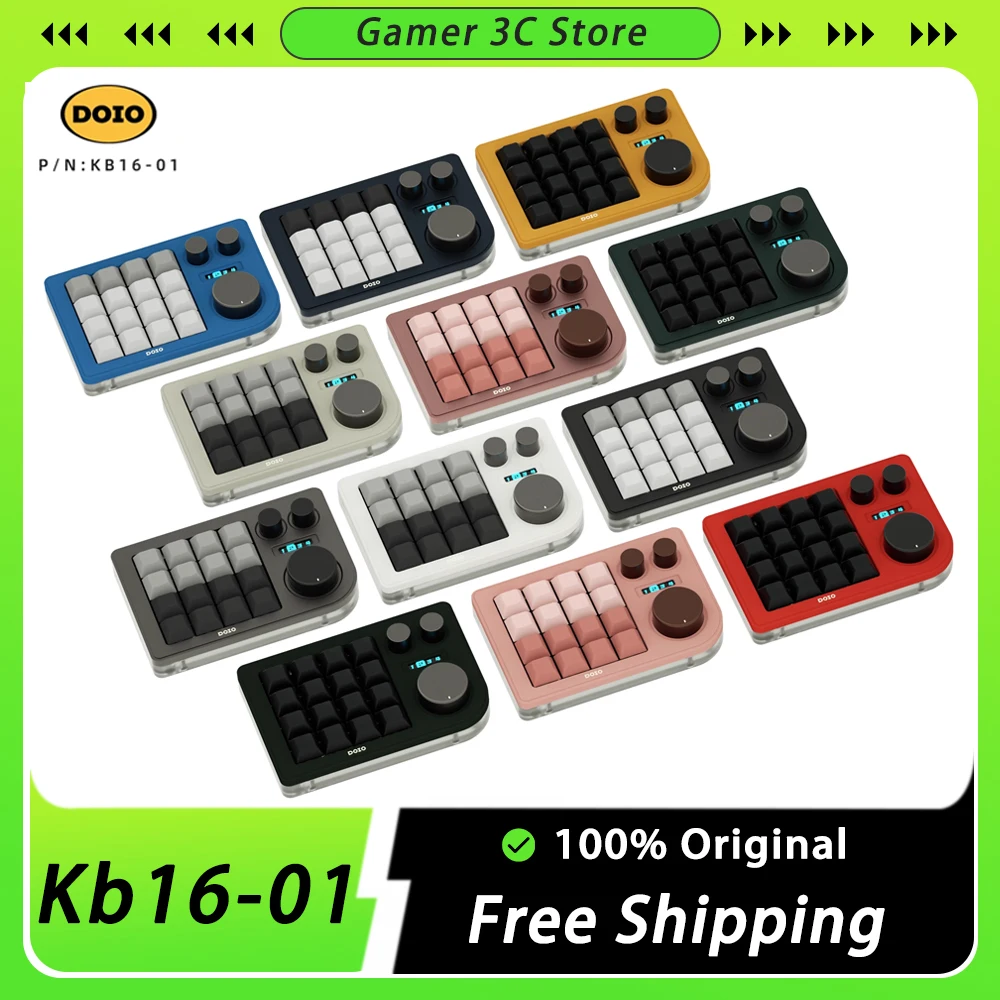 

Doio Kb16-01 Mini Keyboard Designer Keypad Three Knobs Type-C Customized Mechanical Keyboard Rgb Pc Accessories For Mac0s Wins