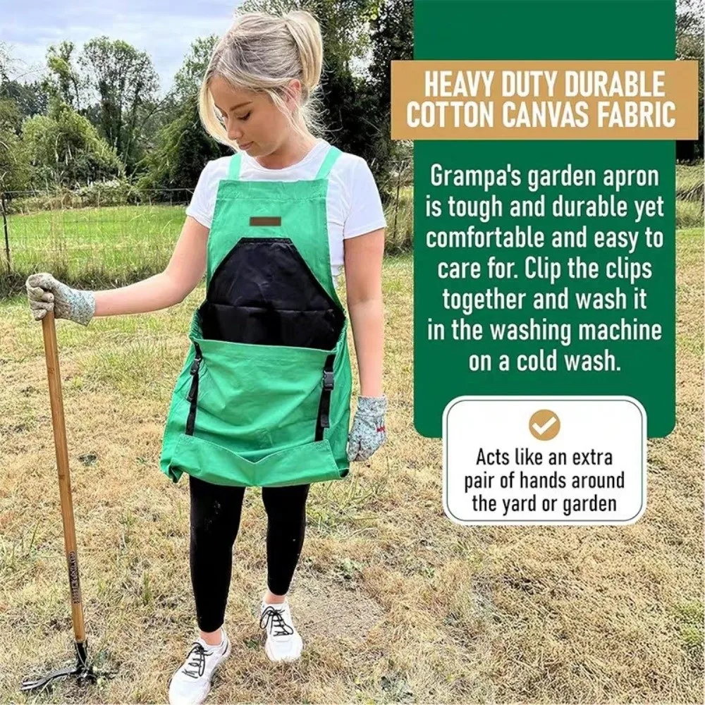 

Oxford Cloth Harvest Apron Multi-Pocket Adjustable Strap Gardening Apron Elastic Openings Large Pocket Fruit Picking Bag