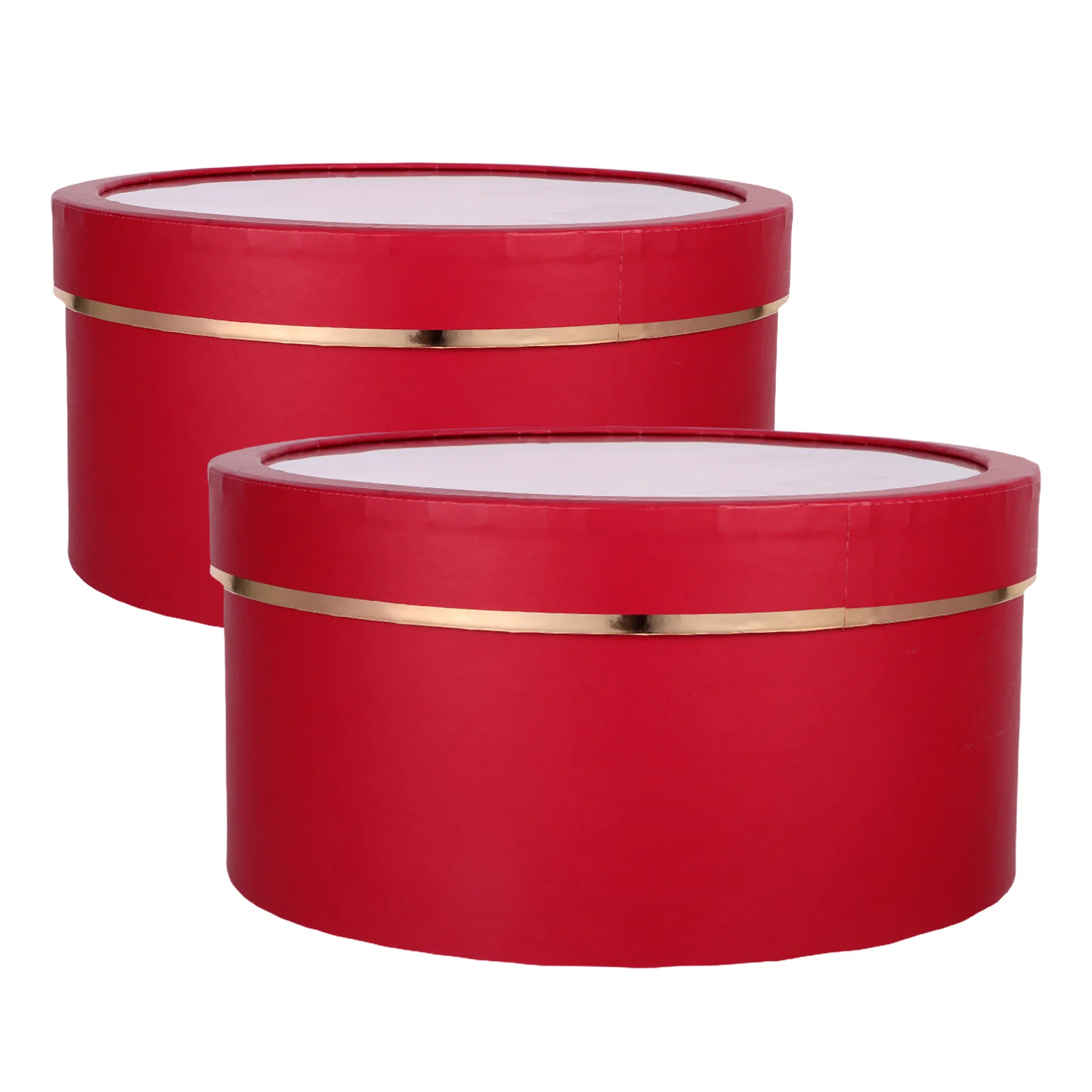 

2pcs Round Window Gift Boxes Pvc Transparent Flower Packaging For Valentine'S Day Bouquet Holder Floral Arrangement Box Wedding