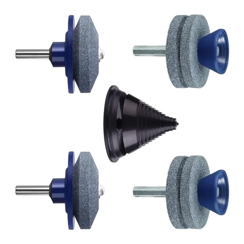 For Lawn For Mower Blade Sharpener Kit 4PCS Metal Sharpener Tools with 1 Balancer for Drill Based Sharpening of For Mower