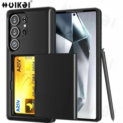 Case For Samsung Galaxy S25 Ultra S24 S23 S22 S24 FE S21 Wallet Card Holder Slide Slot Slim Hard PC Heavy Duty Protective Covers