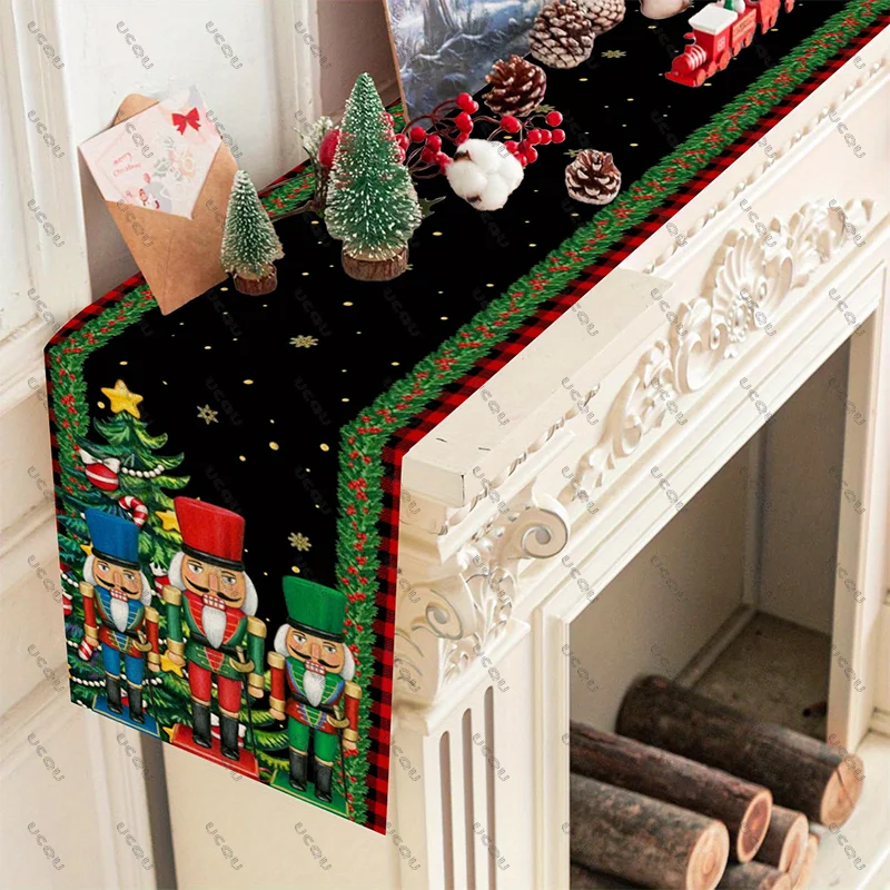 Christmas N-Nutcracker Table Runner Decorative Cloth Flag Family Party Gift Xmas Home Festive Winter Holiday Dining Kitchen New