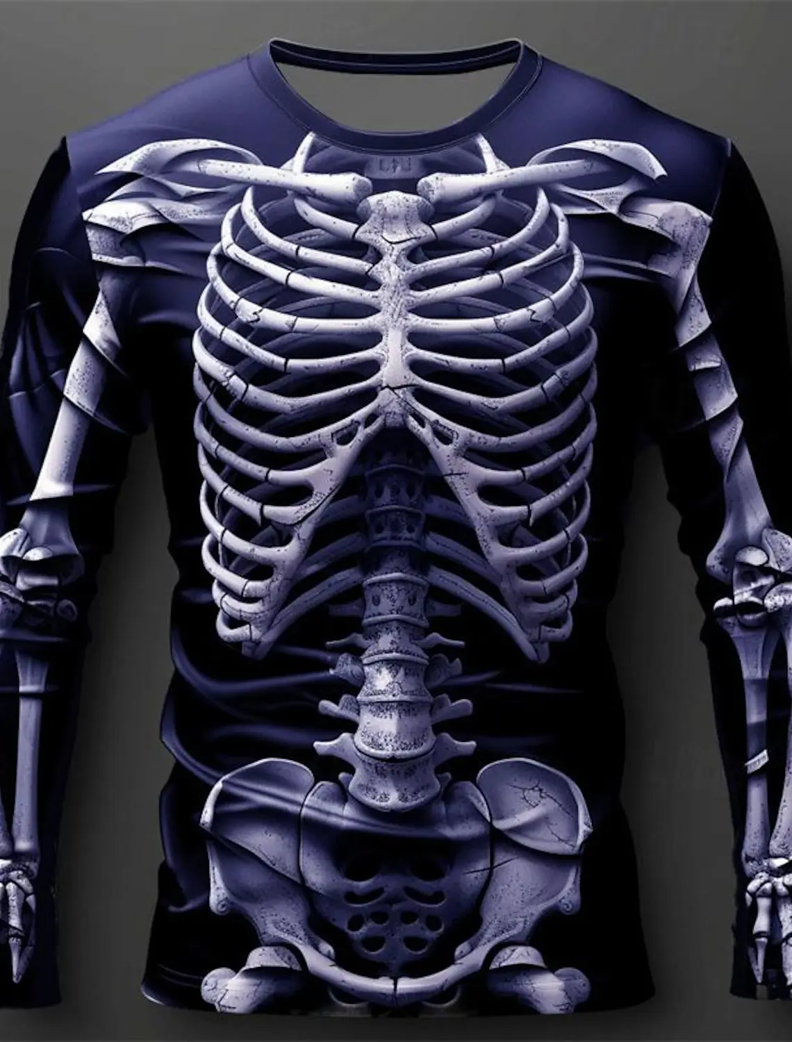 Fun Skull Graphic 3DPrint Sport Quickdry Breatha Men Long-Sleeved TShirt Outdoor Spring Street Casual Fashiona Parental Clothing