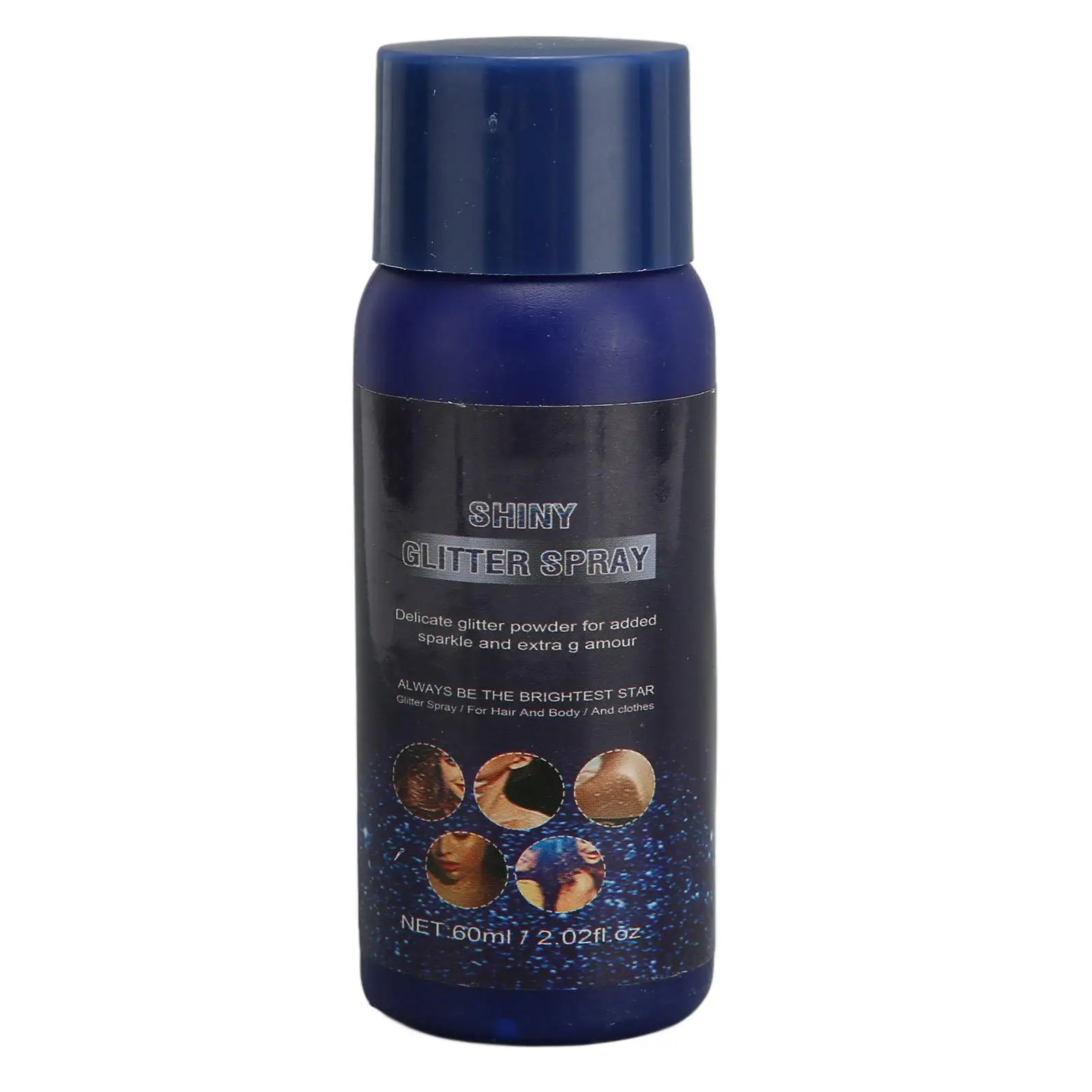 Spray profissional de glitter corporal de 60ml - Maquiagem facial brilhante para festivais e apresentações de palco