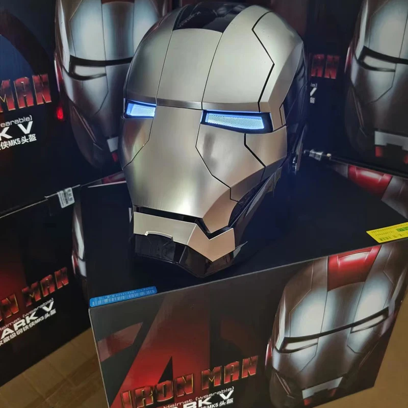 2024 nowy Marvel Cartoon Jarvis Cosplay Mk5 kask sterowanie głosem nauka i technologia zbieraj zabawki Halloween prezent na boże narodzenie