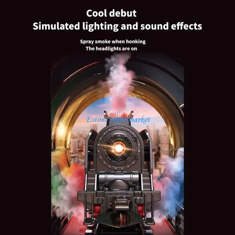 Tren Retro 090B, juego juguete pista simulación eléctrica con luces, tren juguete eléctrico con motor