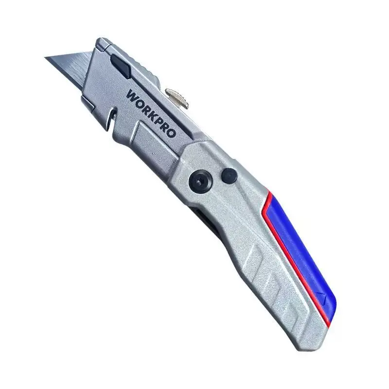 WORKPRO Retractable Folding Utility Knife with Blades, Compact Box Cutter with Pocket Clip, WP211011