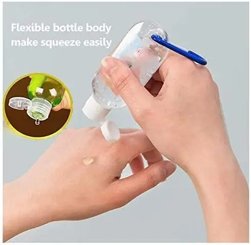 50pcs Travel Plastic Clear Keychain Bottles, Hand Sanitizer Bottle Containers, Leakproof Refillable Squeeze Empty Bottles 1.7oz