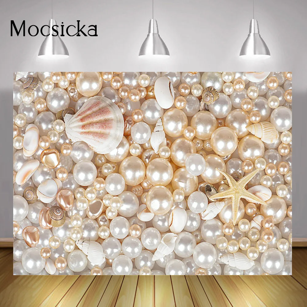 Pearl Shell Baby Cake Smash Backdrop Under the Sea Little Mermaid Birthday Party Background Portrait Photography Studio Props