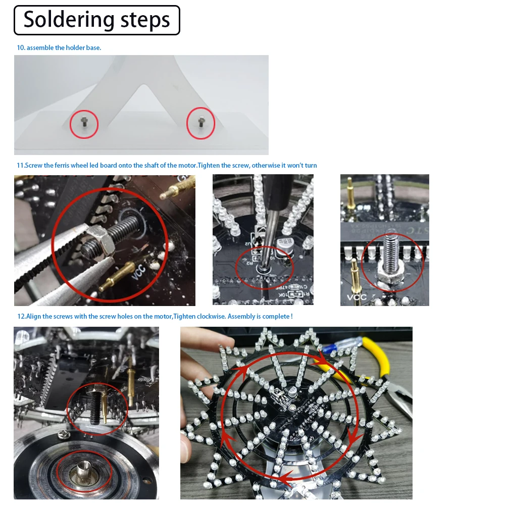 Kit eletrônico diy led rotativo roda gigante circuito aprendizagem kit de solda 16 tipos modo piscando controle remoto (não montado