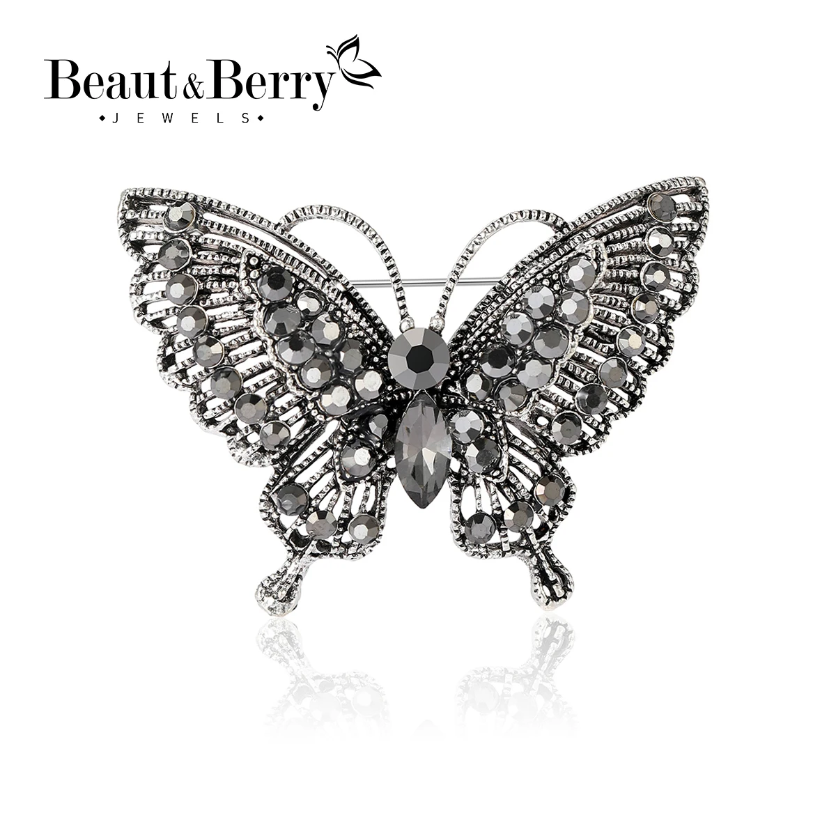 Beaut&Berry Popular Rhinestone Butterfly Brooches 5-color Beautiful Insect Pins for Women Casual Accessories Gifts