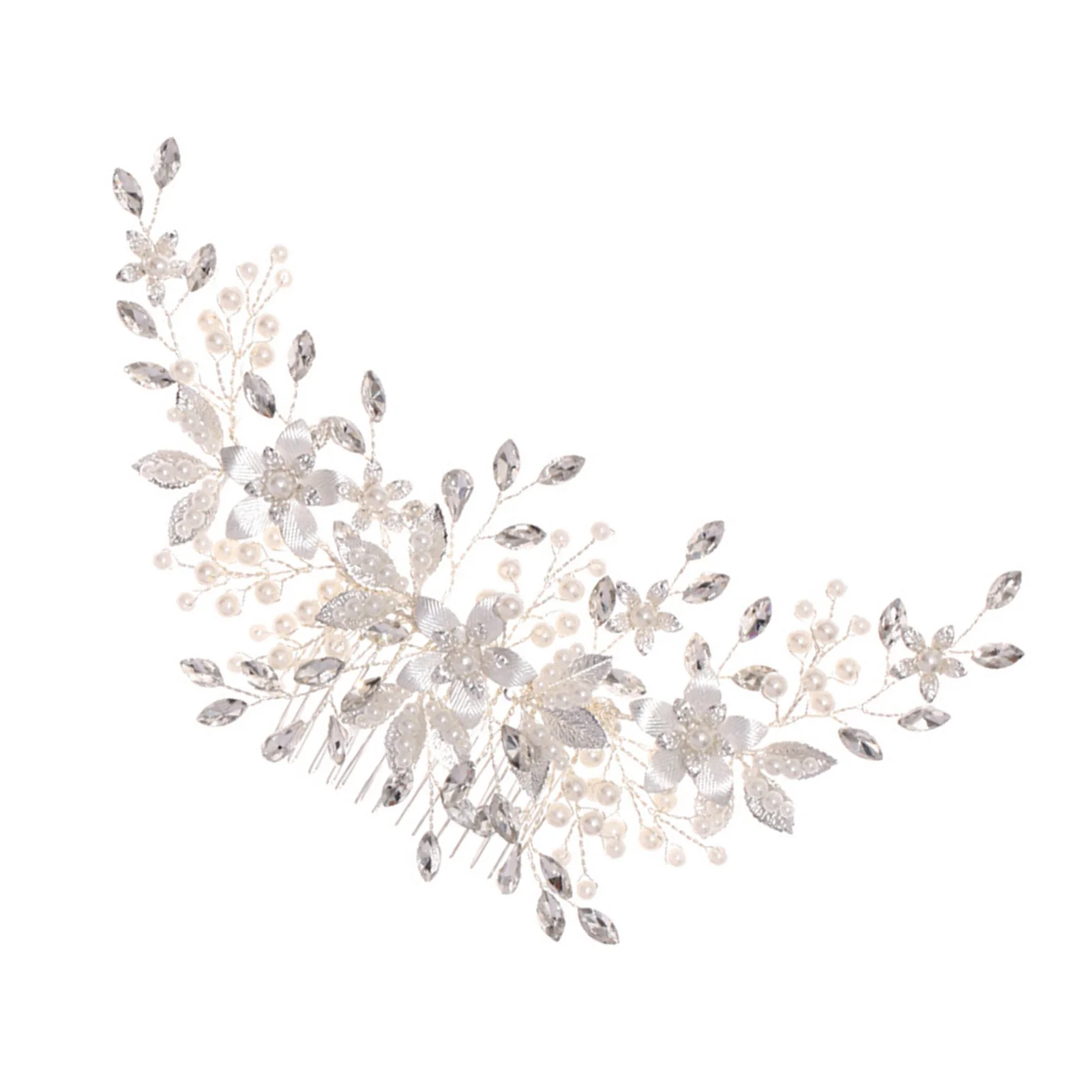 Braut-Haarkamm mit Perlen und Strass Modischer Blumen-Perlen-Haarnadel Hochzeits-Haaraccessoires Maskerade-Bankett-Haarschmuck – Detail 3