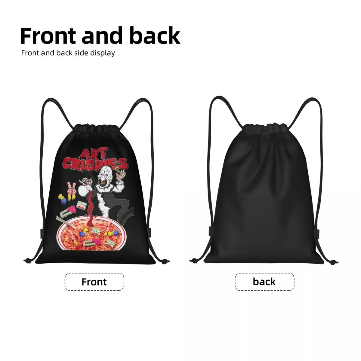 Art Crispies Terrifiers Halloween Horror Movie Drawstring Bags Men Women Foldable Gym Sports Sackpack Training Backpacks