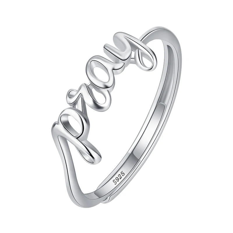 

Simple and Personalized Authentic S925 Silver English Letter Opening Ring