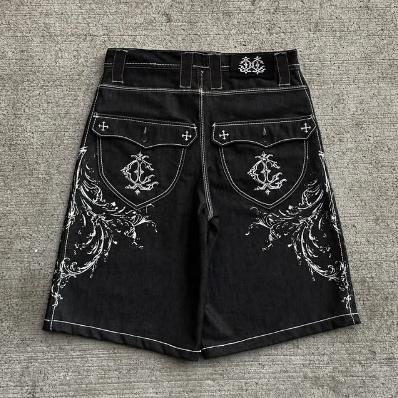 Shorts en jean vintage Y2K, nouveau modèle populaire avec broderie de poche, Jorts Vulturi, style Harajuku, tendance gothique punk, pantalon baggy pour hommes et femmes