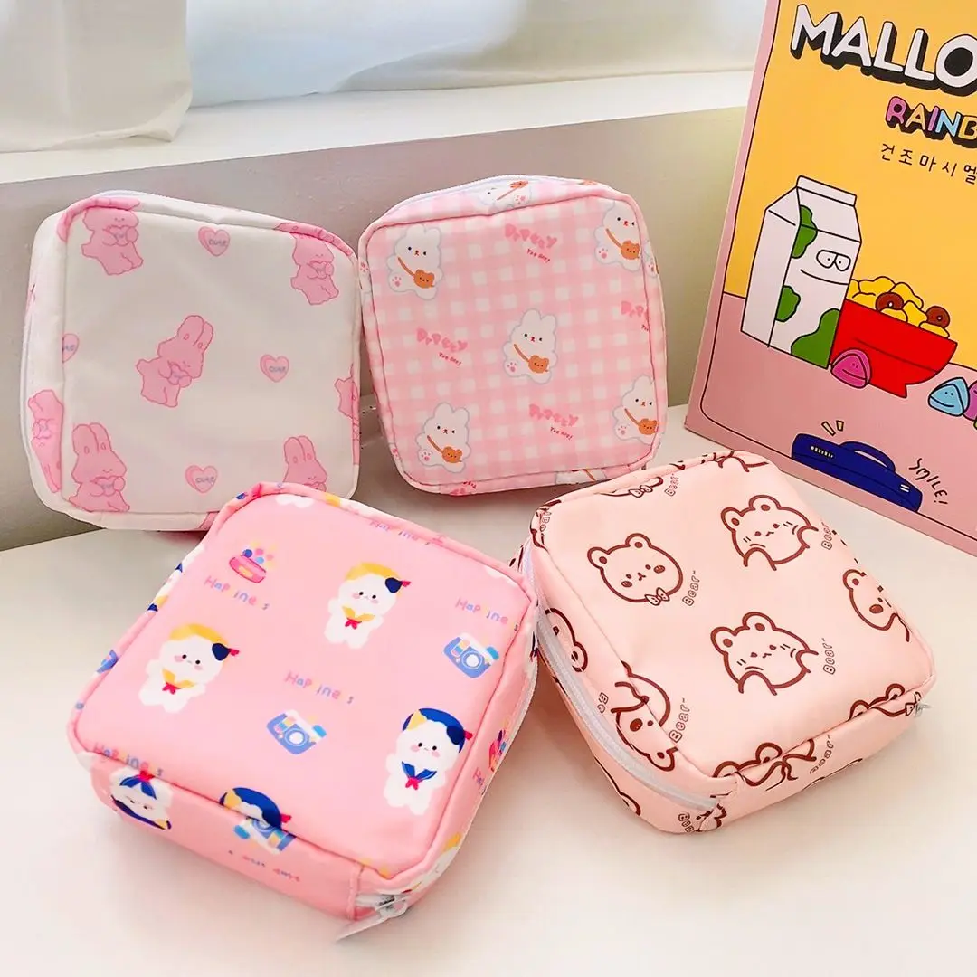 Multifunctional Mini Rhombus Pattern Sanitary Napkin Bags Reusable Portable Napkin Storage Organizer Travel Women Pad Pouch Bags