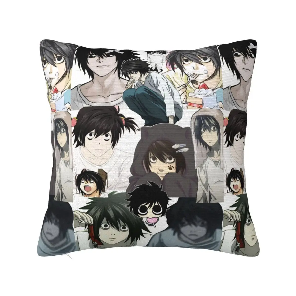 L Lawliet Square Pillow Case Deathnotes Anime Cushion Covers Custom Zippered Decor Pillowcover for Home 18
