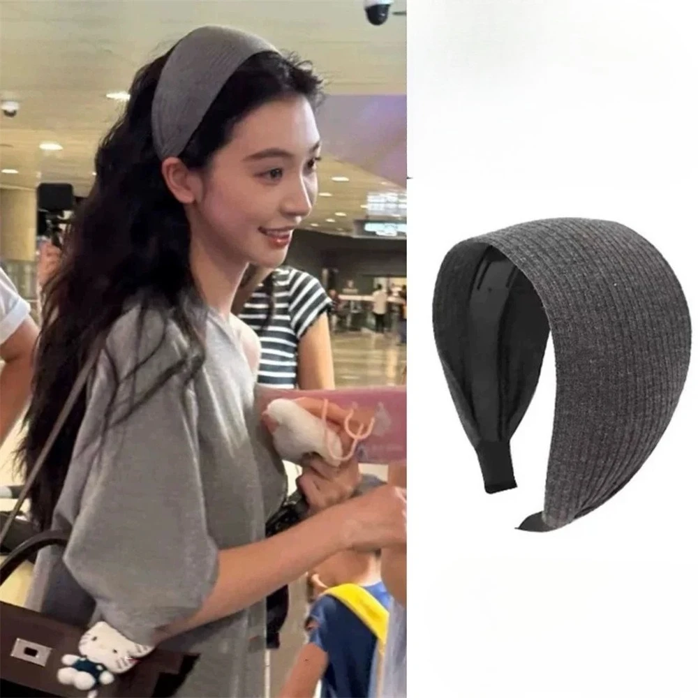 

Сплошной цвет, повязка на голову с широкими краями, винтажные нескользящие повязки на голову для женщин и девочек, аксессуары для укладки волос с французской атмосферой темперамента